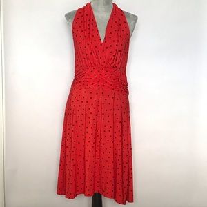 Retro Red Polkadot V Neck Dress SZ XL